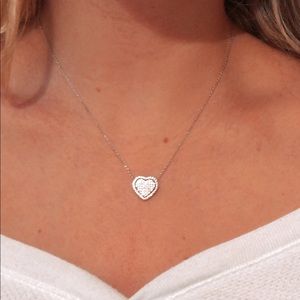 Diamond Heart Pendant Silver Necklace